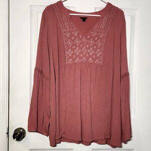 Torrid Pink Crinkle Gauze Boho Blouse - Size 3 (3X)